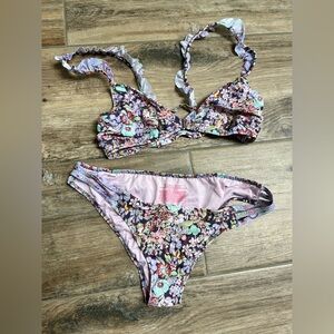 VS Floral Bikini Set with Ruffle Straps